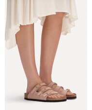 BIRKENSTOCK FLORIDA Papuci din piele nubuc cu 3 benzi roz pal - Pantofi femei - 5