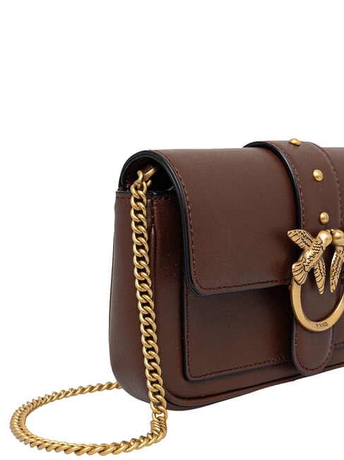 LOVE ONE POCKET Geanta de umar din piele vin de burgundă - aur antic - Genți femei