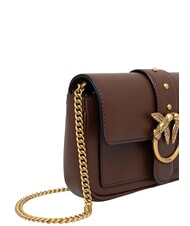 PINKO LOVE ONE POCKET Geanta de umar din piele vin de burgundă - aur antic - Genți femei - 3