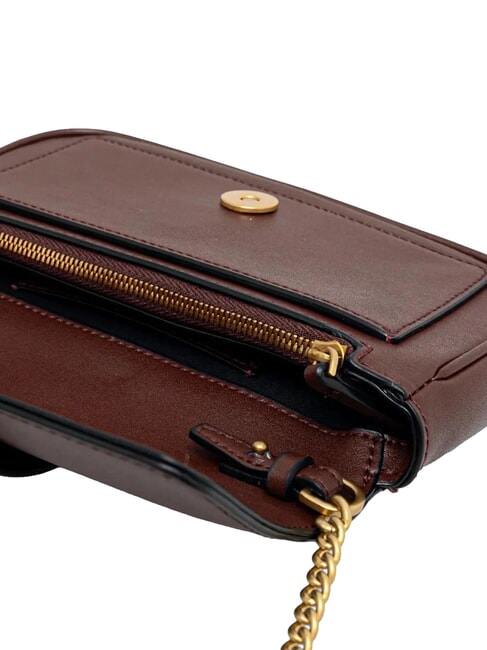 LOVE ONE POCKET Geanta de umar din piele vin de burgundă - aur antic - Genți femei