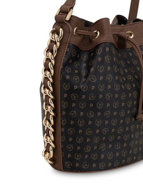 HERITAGE Geantă de umăr tip găleată negru maro - Genți femei