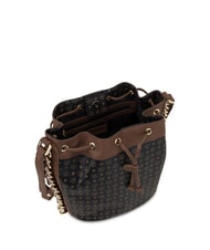 POLLINI HERITAGE Geantă de umăr tip găleată negru maro - Genți femei - 5