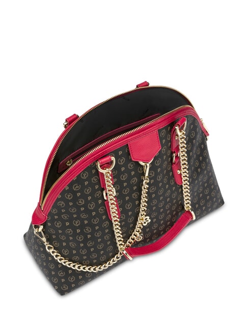 HERITAGE Geantă de umăr Dome cu m&acirc;nere din lanț lac negru - Genți femei