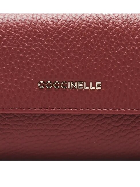 METALLIC SOFT Portcard din piele ciocănită coniac - Portofele femei