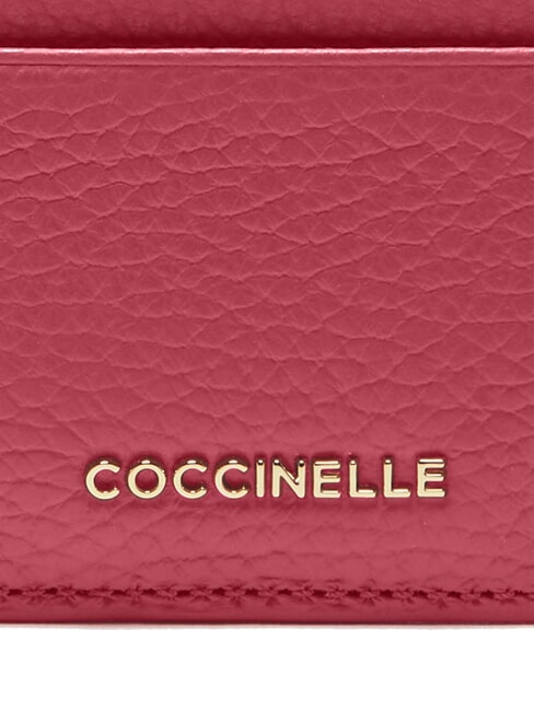 METALLIC SOFT  Suport plat pentru card din piele lemn de trandafir - Portofele femei