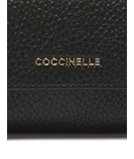 COCCINELLE METALLIC SOFT Portcard din piele ciocănită negru - Portofele femei - 3