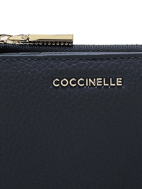 METALLIC SOFT Suport card din piele albastru miezul nopții - Portofele femei