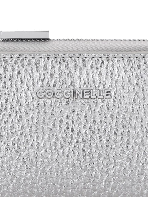 METALLIC SOFT Suport card din piele SILVER - Portofele femei