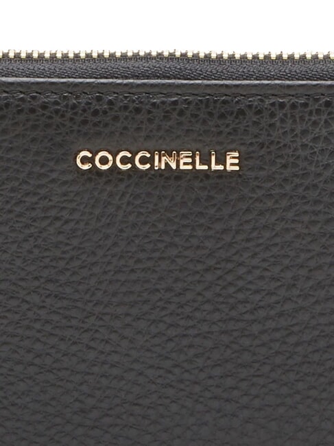 METALLIC SOFT  Portofel mediu din piele negru - Portofele femei