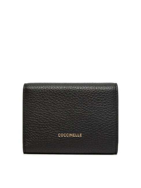 MAGIE Portofel mediu din piele ciocănită negru - Portofele femei