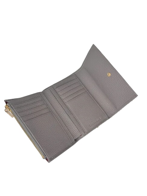 METALLIC SOFT Portofel mediu din piele ciocănită grafit - Portofele femei