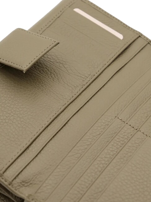 METALLIC SOFT Portofel mare din piele verde laur - Portofele femei