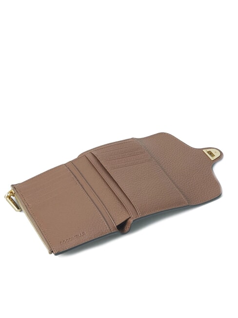 BEAT SOFT Portofel mediu din piele ciocănită taupe cald - Portofele femei