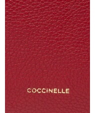 COCCINELLE TEBE Geanta de umar din piele texturata rubin - Genți femei - 4