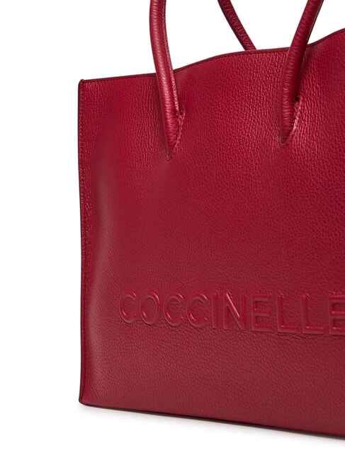 MYRTHA MAXI LOG Geantă de cumpărături din piele ciocănită sangrie - Genți femei