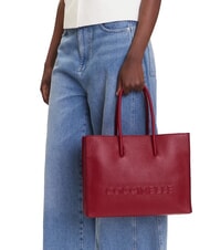 COCCINELLE MYRTHA MAXI LOG Geantă de cumpărături din piele ciocănită sangrie - Genți femei - 4