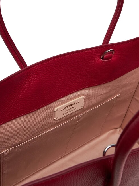 MYRTHA MAXI LOG Geantă de cumpărături din piele ciocănită sangrie - Genți femei