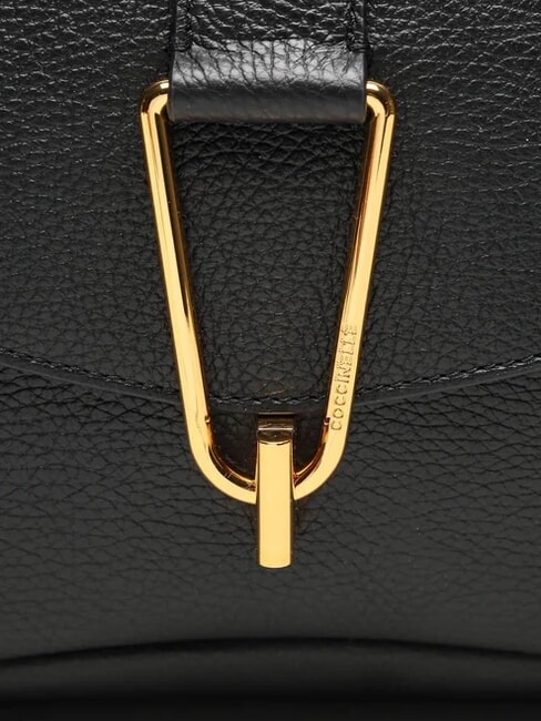 HIMMA Geantă de umăr din piele ciocănită negru - Genți femei