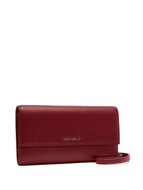 METALLIC SOFT Geantă de umăr din piele cu curea de m&acirc;nă coniac - Genți femei