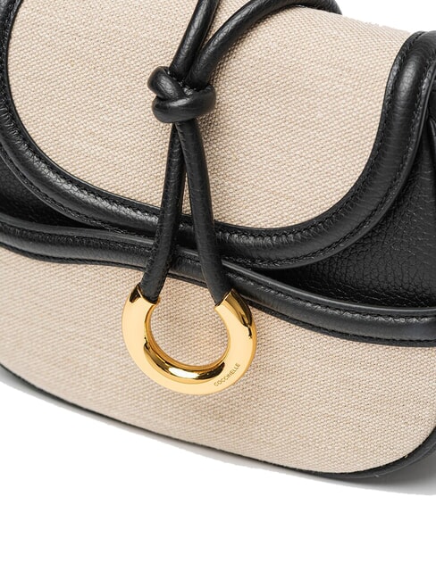 CARMY CANVAS Geantă de umăr din piele și p&acirc;nză natural / noir - Genți femei