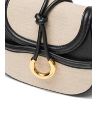 COCCINELLE CARMY CANVAS Geantă de umăr din piele și p&acirc;nză natural / noir - Genți femei - 3