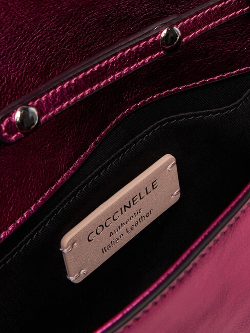 MAGIE 2NITE SMOOTH Geantă de m&acirc;nă din piele metalizată sangrie - Genți femei