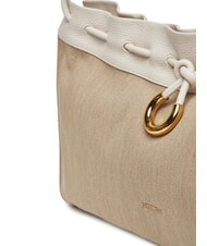 COCCINELLE ISABELA CANVAS Geantă hobo din p&acirc;nză și piele natural/alb - Genți femei - 3