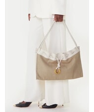 COCCINELLE ISABELA CANVAS Geantă hobo din p&acirc;nză și piele natural/alb - Genți femei - 5