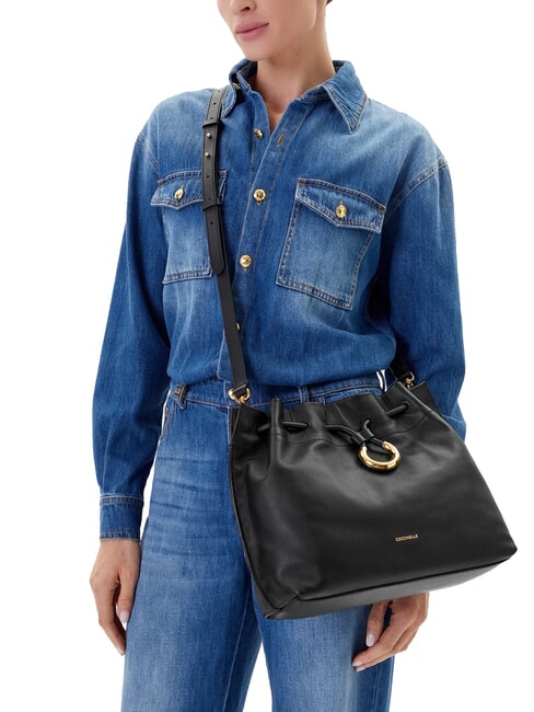 ISABELA Geantă tip găleată din piele negru - Genți femei
