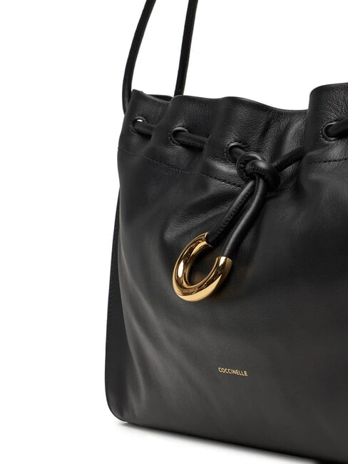 ISABELA Geantă de umăr din piele moale negru - Genți femei