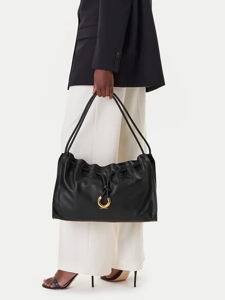 ISABELA Geantă de umăr din piele moale negru - Genți femei