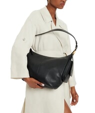 COCCINELLE CAMPUS Geantă de umăr hobo din piele ciocănită negru - Genți femei - 4