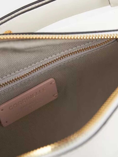 MALETA CALF Geantă de umăr din piele netedă alb - Genți femei