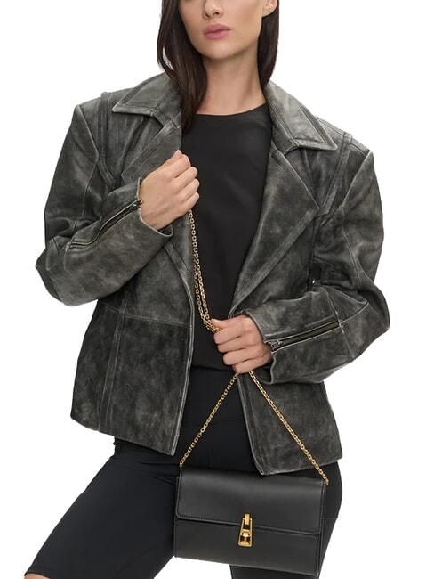 MAGIE 2NITE Geantă de umăr tip clutch din piele cu curea de lanț negru - Genți femei