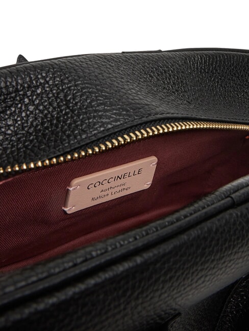 CAMPUS Geantă de umăr din piele ciocănită negru - Genți femei