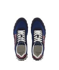 ARMANI EXCHANGE DROP MICROSUEDE Teniși cu logo contrastant bleumarin &icirc;nchis + albastru estate + rodie - Pantofi bărbați - 4