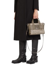 ARMANI EXCHANGE LOGO ALL OVER Geantă mică cu curea de umăr nisip sonor / bas brun - Genți femei - 5