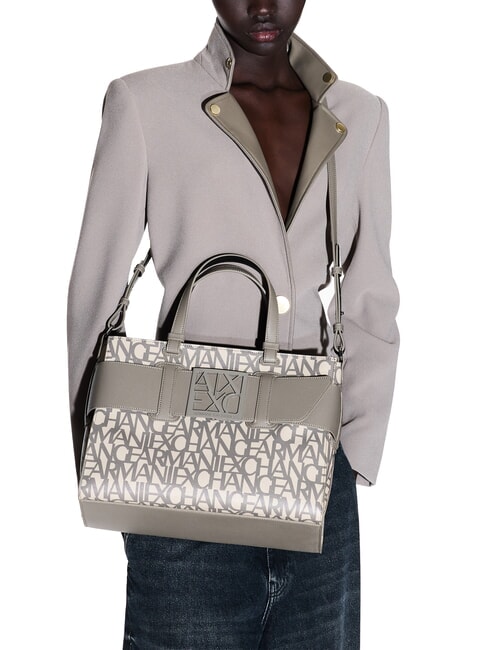 LOGO ALL OVER Geanta de mana cu curea de umar nisip sonor / bas brun - Genți femei