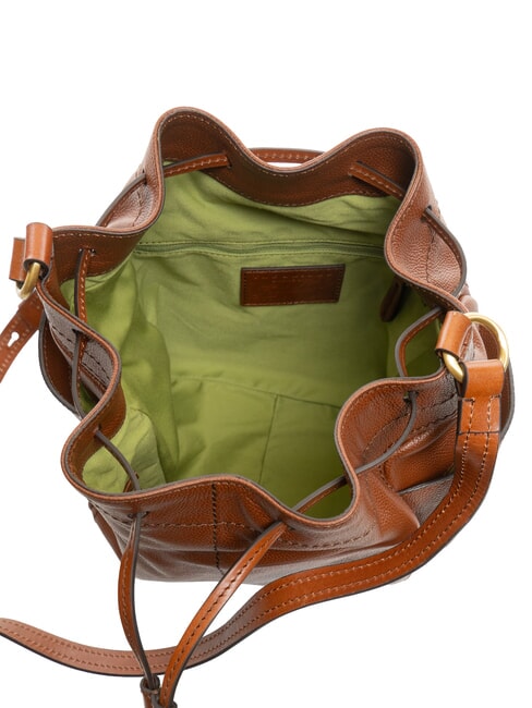 LETIZIA Geantă tip găleată din piele BROWN - Genți femei