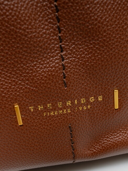 LETIZIA Geantă tip găleată din piele BROWN - Genți femei