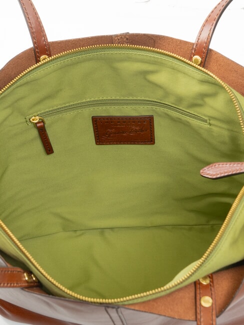 LISA Geantă de cumpărături din piele BROWN - Genți femei