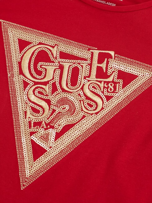 KIDS Tricou din bumbac cu imprimeu și strasuri roșu chili - Tricou copil