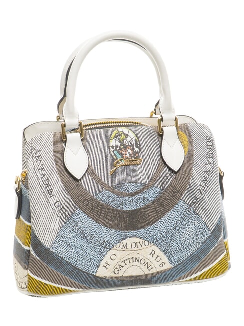 PLANETARIUM Geantă de m&acirc;nă medie cu curea de umăr lună/alb - Genți femei