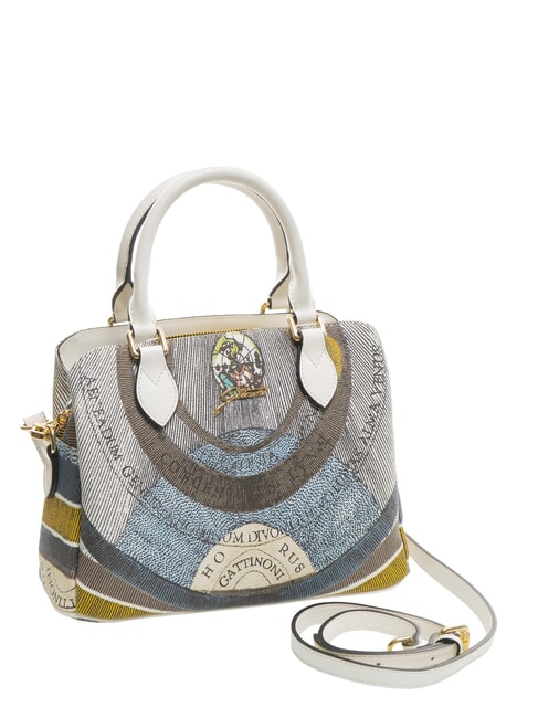 PLANETARIUM Geantă de m&acirc;nă medie cu curea de umăr lună/alb - Genți femei