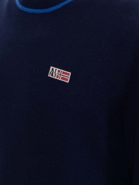 DONORI Pulover din amestec de l&acirc;nă blu marine - Pulovere pentru bărbați