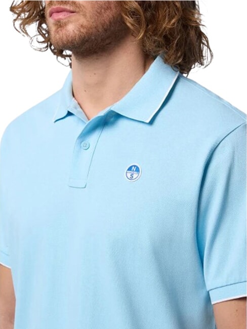 COLLAR STRIPED Tricou polo cu maneca scurta din bumbac albastru pal - maiou Polo
