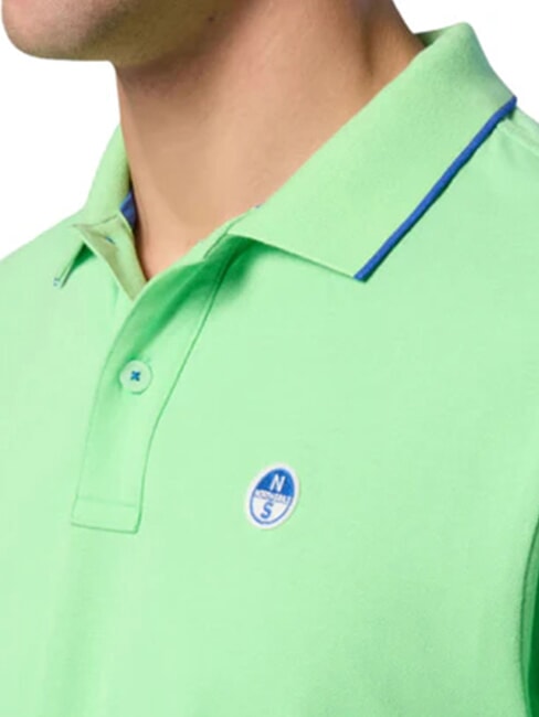 COLLAR STRIPED Tricou polo cu maneca scurta din bumbac verde de vară - maiou Polo