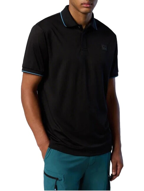 NORTH TECH Tricou polo casual cu m&acirc;necă scurtă negru - maiou Polo