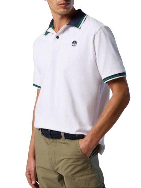 CORE Tricou polo cu m&acirc;necă scurtă din bumbac alb - maiou Polo