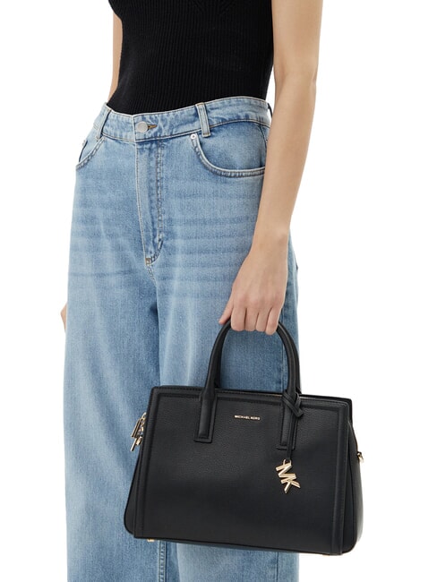 LAILA Geantă de m&acirc;nă din piele cu curea de umăr negru - Genți femei